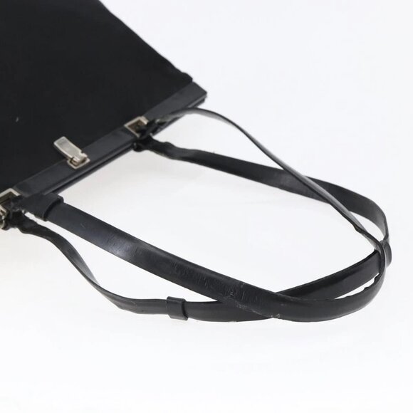 PRADA Tote Bag Nylon Leather Black Silver Auth - Picture 7 of 16